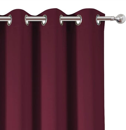 LEMOMO Blackout Curtains 52 x 90 Inch Long Burgundy Red Curtains Set of 2 - Image 6