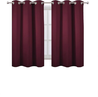 LEMOMO Burgundy Red Blackout Curtains 42 x 54 Inch Length Set of 2 Panels - Image 2