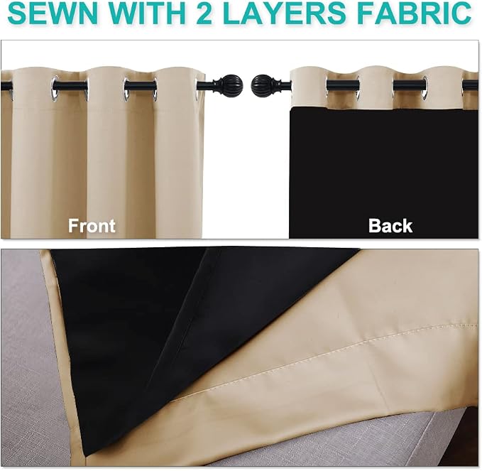 NICETOWN Blackout Curtains 80 inches Long, Full Light Blocking Drapes - Image 5