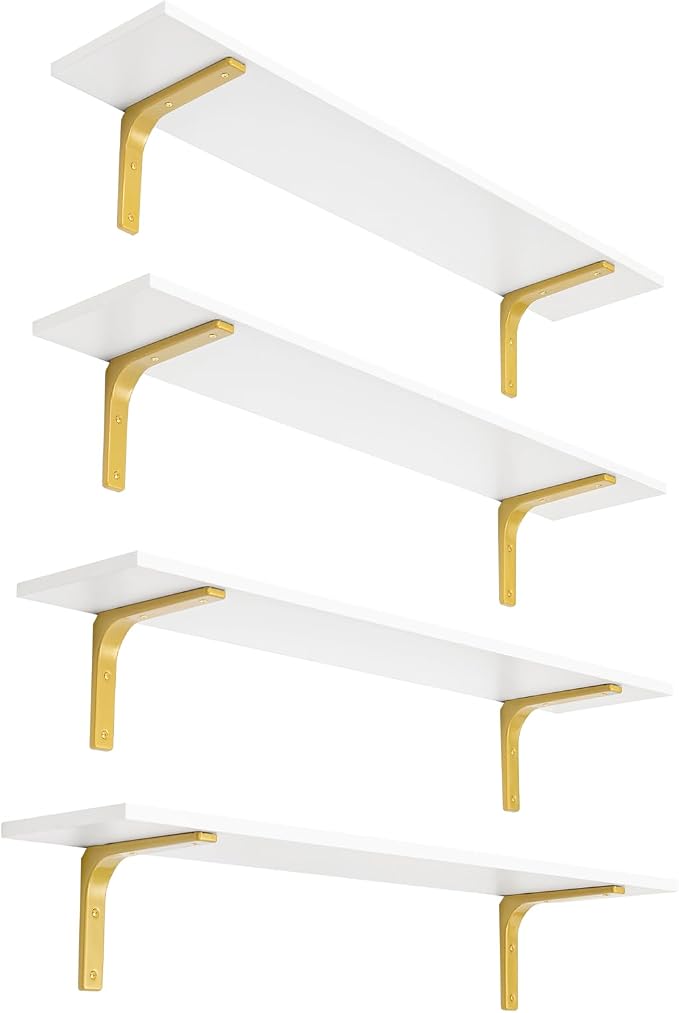 DINZI LVJ Long Wall Shelves, 31.5" Wall Mounted Shelves Set of 4, Large by DINZILVJ