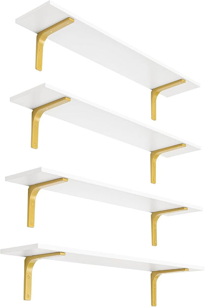 DINZI LVJ Long Wall Shelves, 31.5" Wall Mounted Shelves Set of 4, Large by DINZILVJ