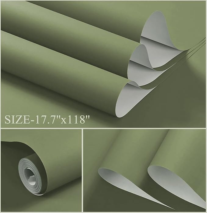 Dimoon 236''x17.7'' Green Peel and Stick Wallpaper Contact Paper Modern Self - Image 2