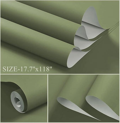 Dimoon 236''x17.7'' Green Peel and Stick Wallpaper Contact Paper Modern Self - Image 2
