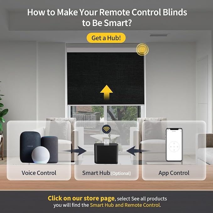 Motorized Smart Blinds With Remote, Grasscloth Fabric Roller Shades With - Image 5