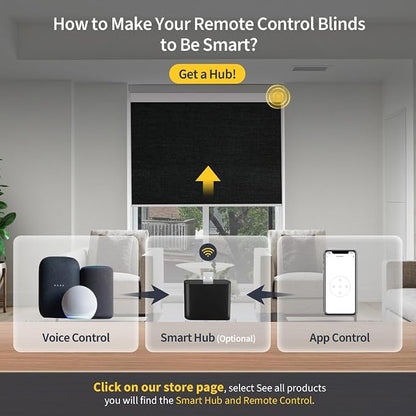 Motorized Smart Blinds With Remote, Grasscloth Fabric Roller Shades With - Image 5