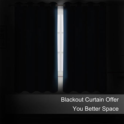 LEMOMO Blackout Curtains 66 x 72 Inch Long Navy Blue Curtains Set of 2 Panels - Image 3