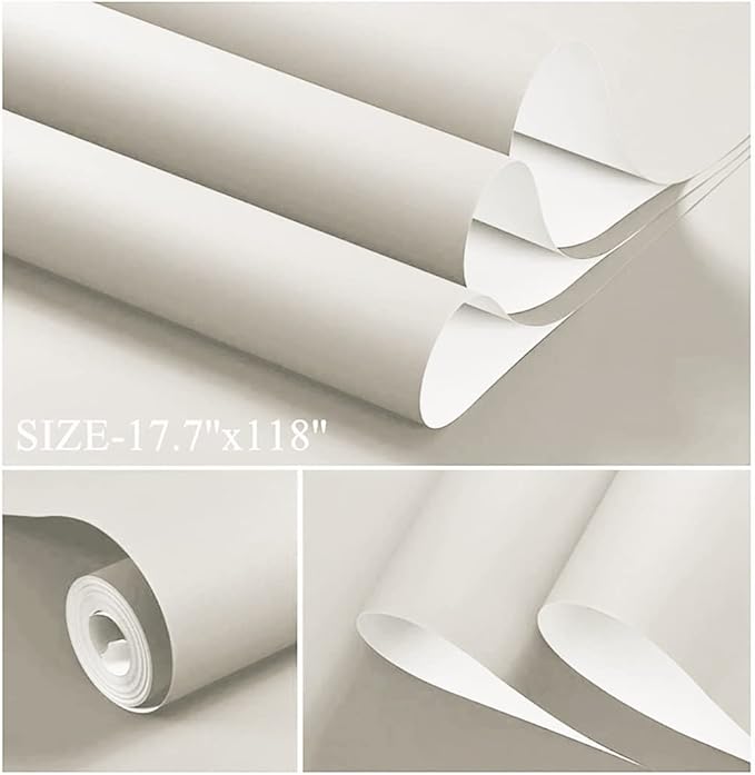 Dimoon 118''x17.7'' White Peel and Stick Wallpaper Contact Paper Modern Self - Image 2