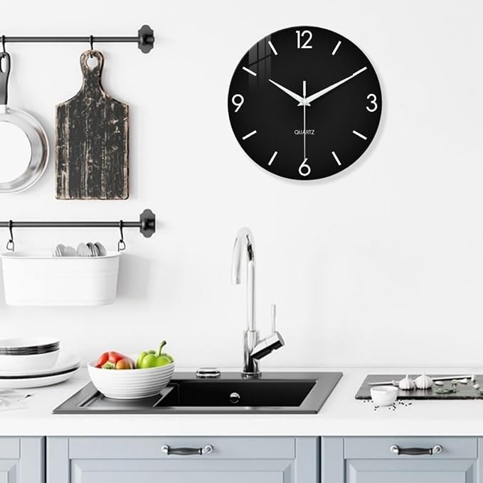 XFM Black Wall Clock 12 Inch Silent Non-Ticking Wall Clocks Battery Operated - Image 5