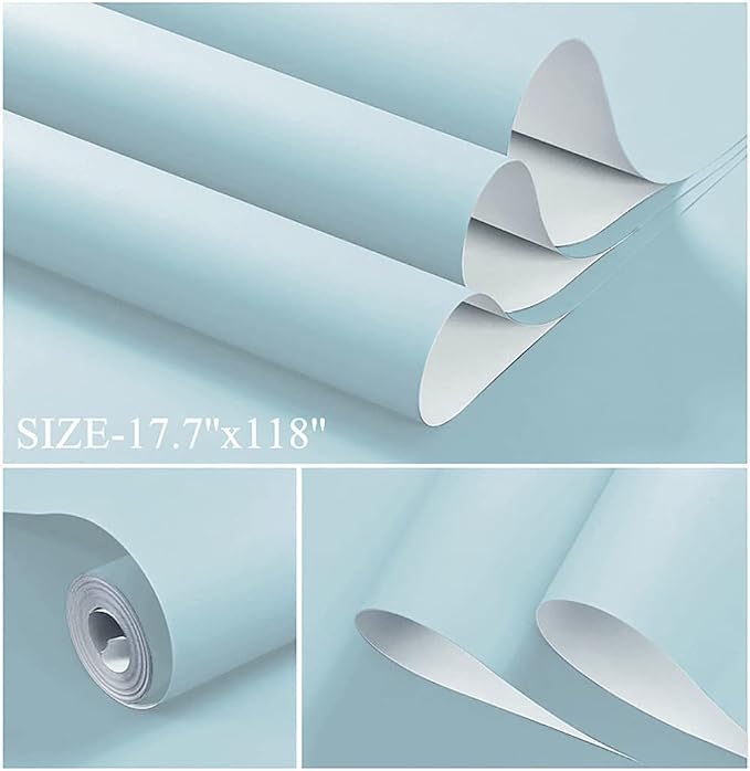 Dimoon 236''x17.7'' Blue Peel and Stick Wallpaper Contact Paper Modern Self - Image 2