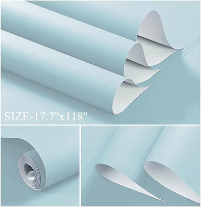 Dimoon 78.7''x17.7'' Blue Peel and Stick Wallpaper Contact Paper Modern Self - Image 2