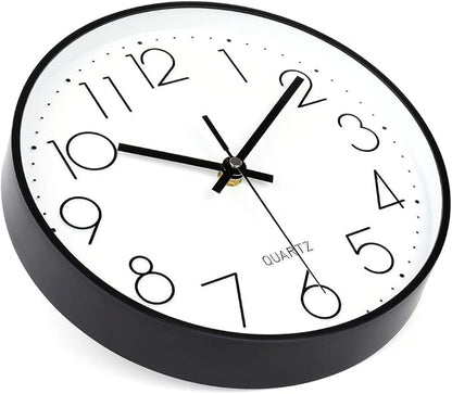 jomparis 10 Inch Black Wall Clock Battery Operated Silent & Non-Ticking Wall - Image 6