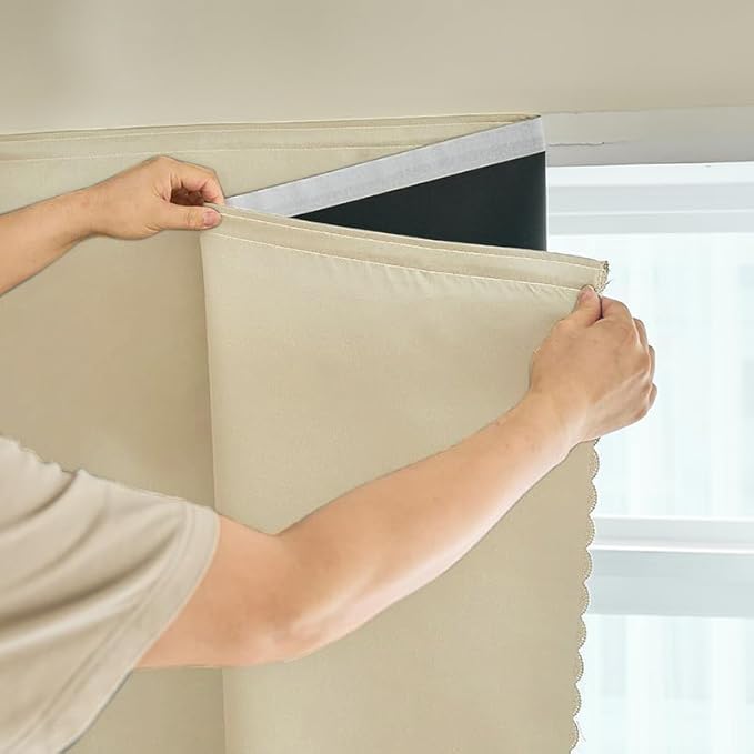 AJAZZ 100% Blackout Stick Curtain Portable Blackout Curtains Adhesive Curtains by AJAZZ