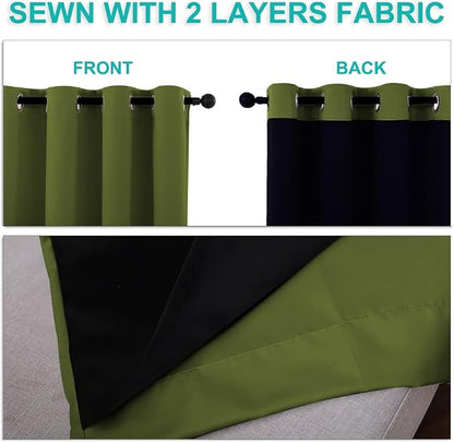 NICETOWN 100% Blackout Curtains 45 inches Long, Olive Green, 1 Pair, 42 inches - Image 5