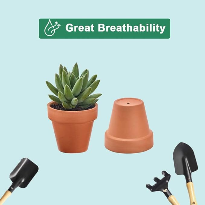 vensovo 48 Pcs 2" Tiny Terracotta & Terra Cotta Pots with Drainage - Small Mini Clay Ceramic Pottery Planter Ideal for Indoor/Outdoor Plants, Crafts, Wedding Favors