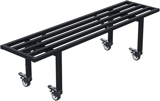 Zhongma One Tier Metal Plant Stand with Wheels,(35.43 L x 8.66 W x 10.3 H) Heavy Duty Plant Holder for Home, Window,Garden, Plant Lovers, Display Stand