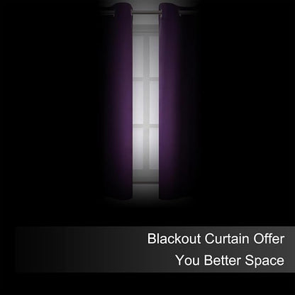 LEMOMO Purple Blackout Curtains 42 x 54 Inch Length Set of 2 Panels Grommet - Image 3