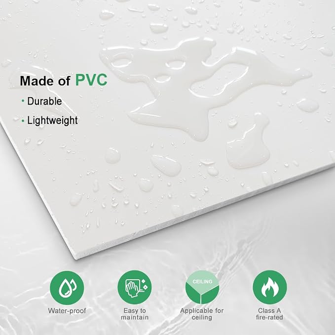 Smooth White Drop Ceiling Tile 2ft x 4ft, Ceiling Panel 24 x 48in – Waterproof - Image 6