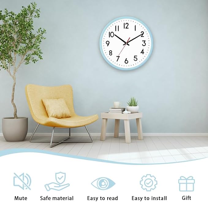 HZDHCLH Wall Clock Silent Wall Clocks Battery Operated 12 Inch Modern Non - Image 2
