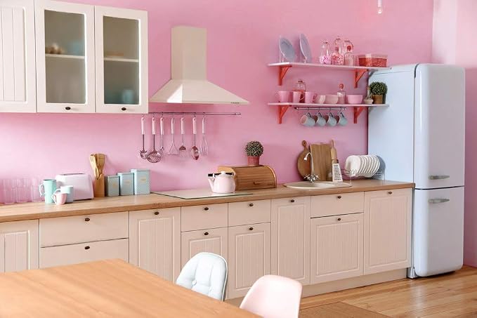 393"x17.7" Pink Peel and Stick Wallpaper Solid Color Contact Paper Self - Image 6