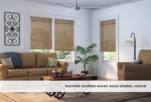 Cordless Woven Wood Roman Shades, 50W x 72H, Bayhead Natural, Sizes 20-72 Wide - Image 3