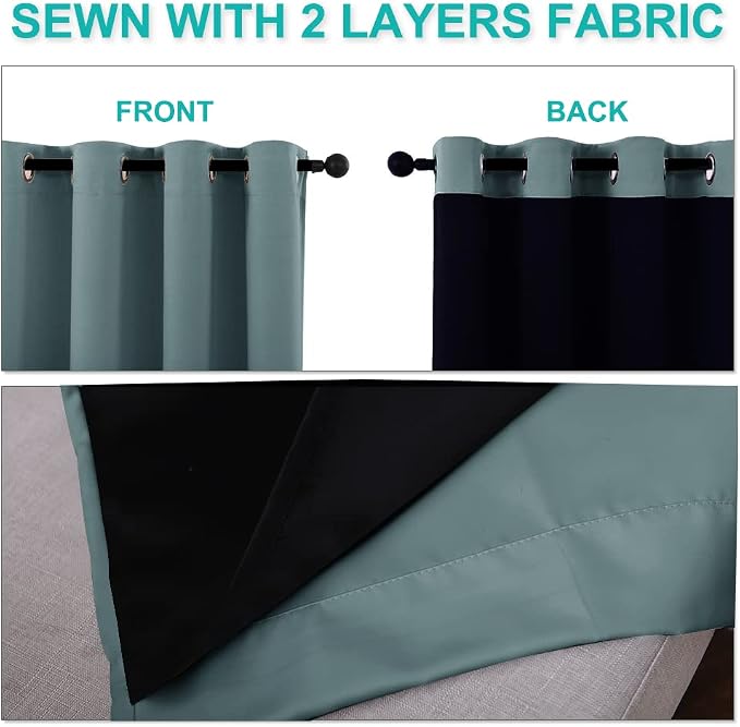 NICETOWN Greyish Blue Blackout Curtains 80 inches Long, Full Light Blocking - Image 5