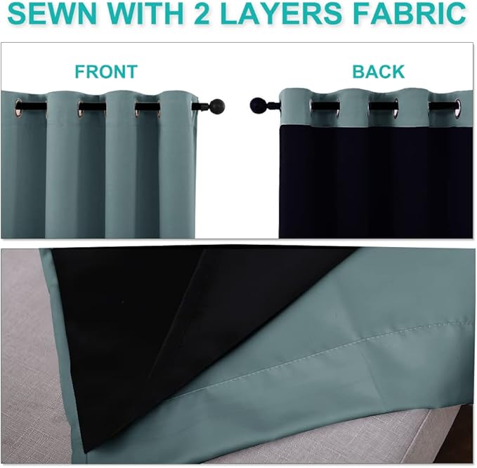 NICETOWN Greyish Blue Blackout Curtains 84 inches Long, Full Light Blocking - Image 5