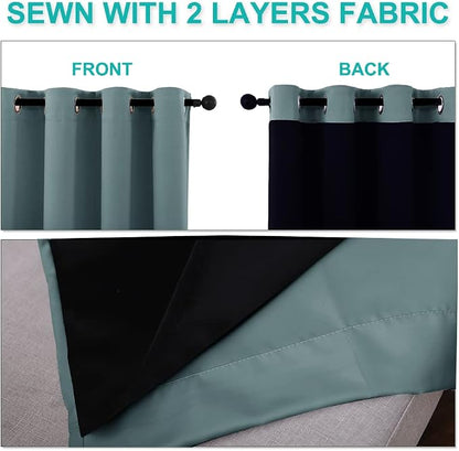 NICETOWN 100% Blackout Curtains 57 inches Long, Double-Deck Completely Blackout - Image 5