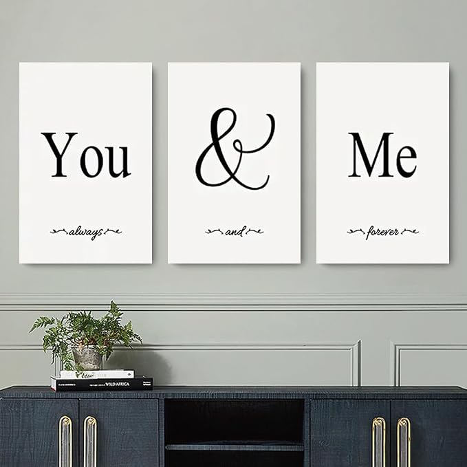 GUBIYU Black & White Bedroom You And Me Canvas Poster - Image 5
