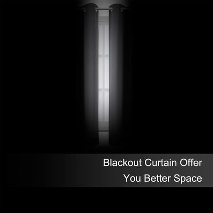 LEMOMO Blackout Curtains 66 x 54 Inch Long Frost Grey Curtains Set of 2 Panels - Image 3