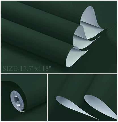 Dimoon 78.7''x17.7'' Dark Green Peel and Stick Wallpaper Contact Paper Modern - Image 2