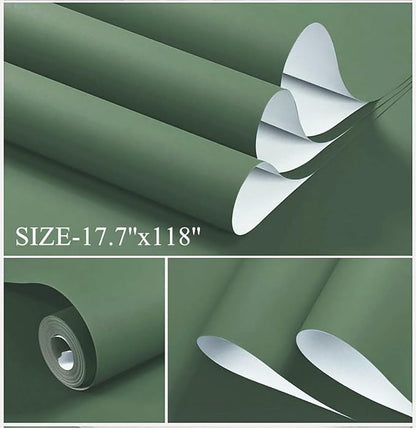 Dimoon 394''x17.7'' Green Peel and Stick Wallpaper Contact Paper Modern Self - Image 2