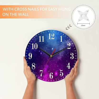 Mxocom Colourfull Sky Wall Clock Blue Purple Nebula White Colour Star 10 Inch - Image 4