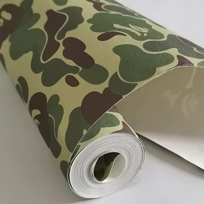 Self-Adhesive Vinyl Green Camouflage Contact Paper Peel and Stick Camouflage by AINITAOCOM