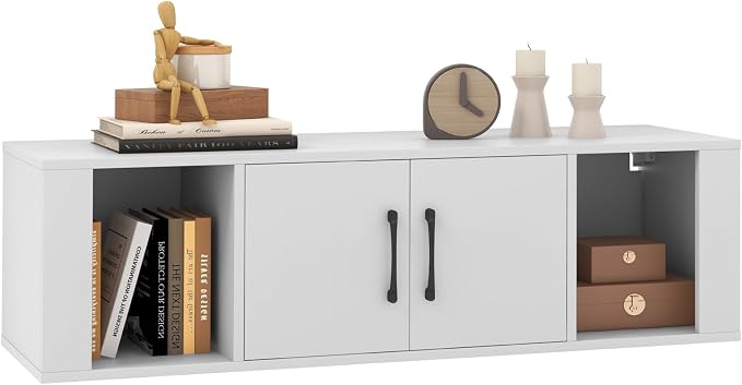 Giantex Wall Mounted Storage Cabinet 2 Cube Floating Media Hanging Desk W/2 by Giantex