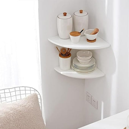 Corner Wall Shelves, Round End Wall Mount Display Shelf - Image 7