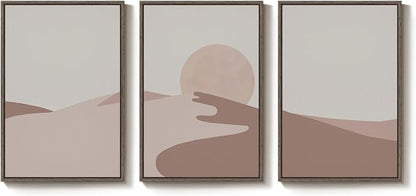 Large Framed Neutral Earth Tone Desert Wall Art - Image 9