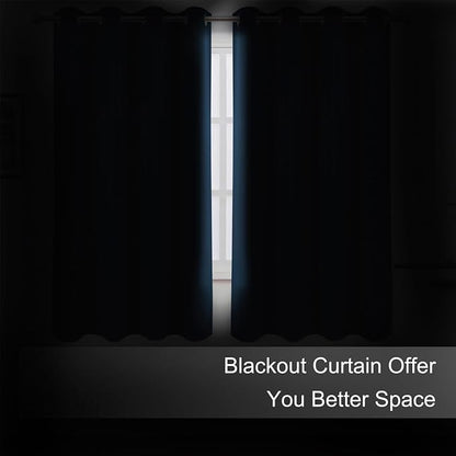 LEMOMO Blackout Curtains 66 x 54 Inch Long Navy Blue Curtains Set of 2 Panels - Image 3