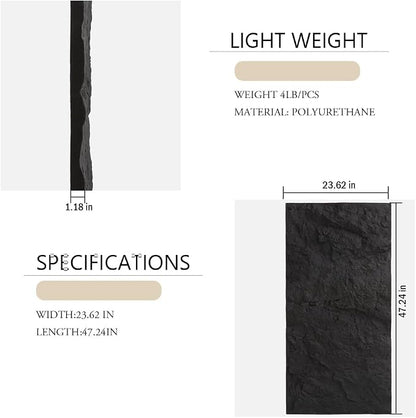 4-Pack 3D PU Stone Wall Panels for Interior Decor | Faux Stone Accent Tiles - Image 2