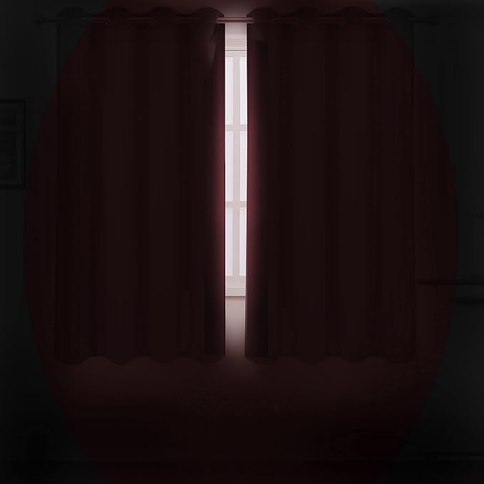 LEMOMO Burgundy Red Blackout Curtains 52 x 63 Inch Length/Set of 2 Curtain - Image 3