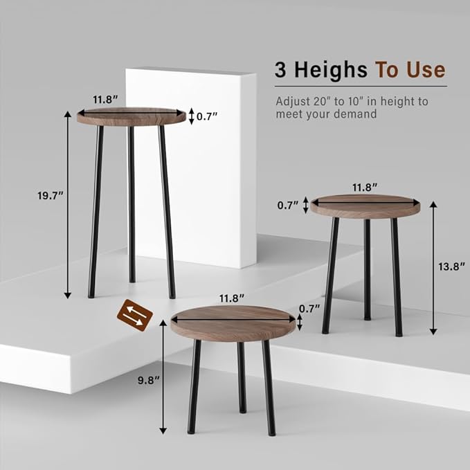 Plant Stand Indoor Tall: Corner Wood Plant Stand 2 Pack Mid Century Modern Decor - Small Round Plant Table for Indoor Plants - Outdoor Plant Holder for Patio Living Room Bathroom Office (Grey Wood)
