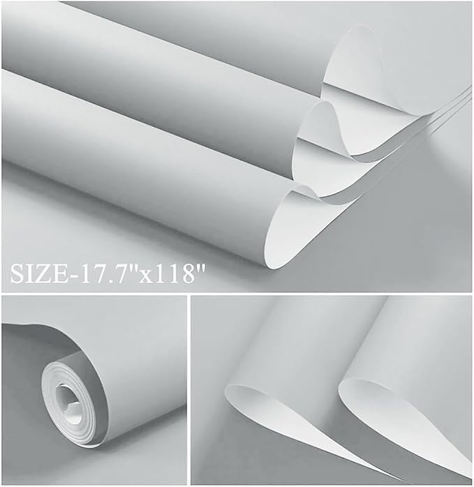 Dimoon 236''x17.7'' Grey Peel and Stick Wallpaper Contact Paper Modern Self - Image 2