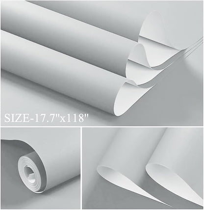 Dimoon 236''x17.7'' Grey Peel and Stick Wallpaper Contact Paper Modern Self - Image 2