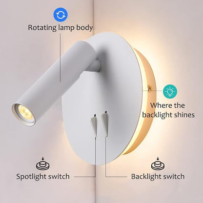 ZEROUNO Bedroom Wall Lamp with Switch Reading Light Hardwired Sconces Which - Image 6