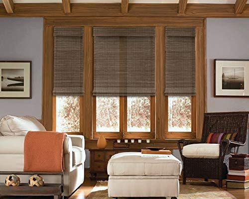Cordless Woven Wood Roman Shades, 46W x 60H, Sarasota Camel, Sizes 20-72 Wide - Image 4