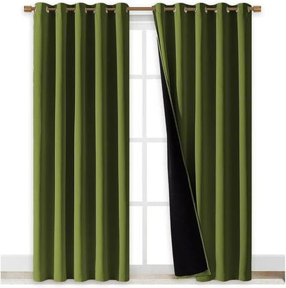 NICETOWN Full Shade Curtain Panels, 62 x 84 inch, Olive Green, Pair of Energy - Image 2