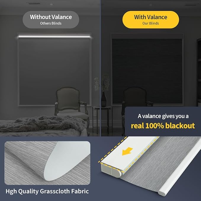 Motorized Blinds with Valance Cover Upgraded Smart Grasscloth Fabric Electric - Image 2