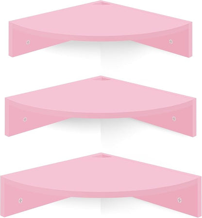 Homode Corner Shelf Wall Mount, 3 Tier Wood Corner Hanging Shelves, Living Room by Homode