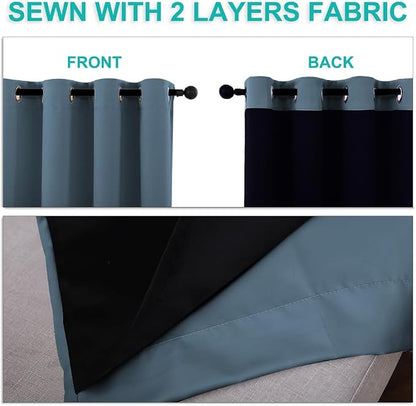 NICETOWN 100% Blackout Window Curtain Panels, Smoky Blue, 2 Pieces, Cold and - Image 5