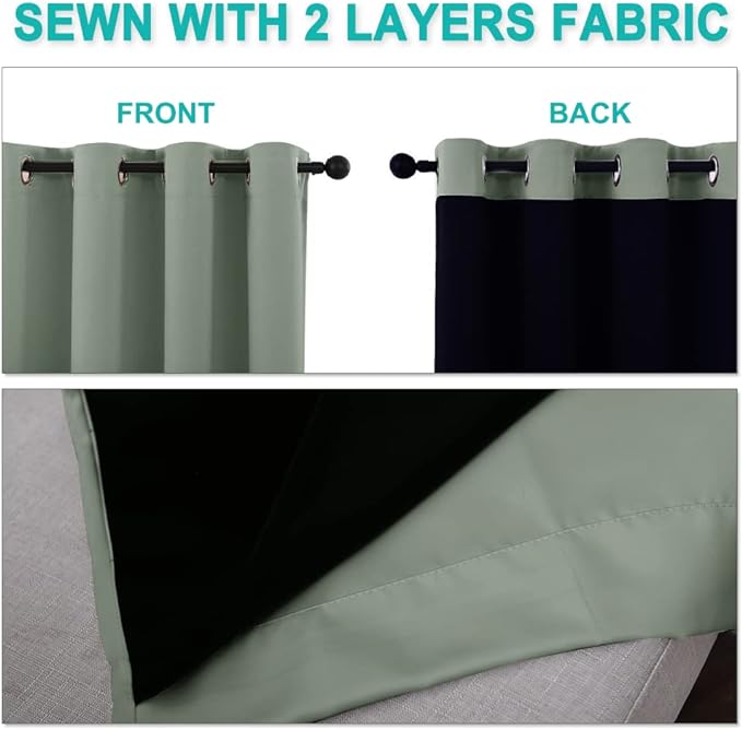 NICETOWN Full Shading Curtains for Windows, Super Heavy-Duty Black Lined - Image 5