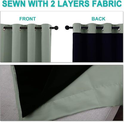NICETOWN Greyish Green Blackout Curtains 84 inches Long, Full Light Blocking - Image 5